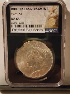 1923 Peace Silver Dollar - NGC MS63 Original Bag Fragment Series. 058 - Picture 1 of 2
