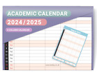 2024-2025 Kalendarz akademicki 5 kolumn Ściana Planer miesięczny Organizator rodziny