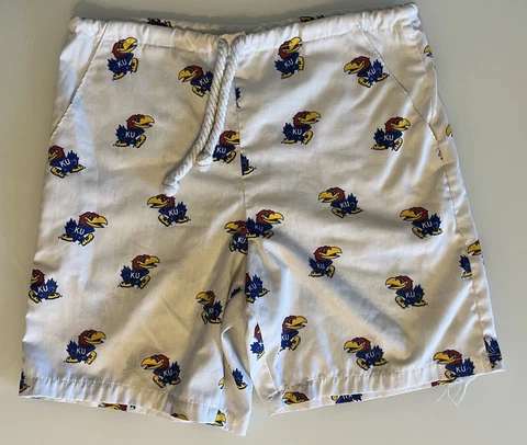 Vintage Kansas Jayhawks All Over Print Shorts Made in the USA - White (Size: S) Cover