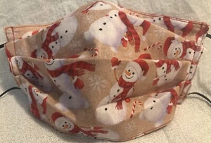 Christmas Snowman Reversible Handmade Face Mask - Accordion Style - NWOT - Picture 1 of 2