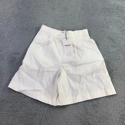 Pantalones Cortos Theory Para Mujer P Plisados Pull On Preppy Blanco Lino Informales Damas a A54 Foto 1 de 4