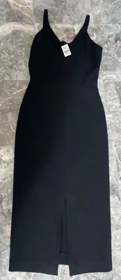 Barney's New York  Black Sleeveless V neck front slit Dress NWT sz 2 - Image 1 of 4
