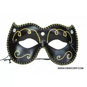 Masquerade Half Mask - Mardi Gras - Black/Gold - Costume Accessory - Adult Teen - Picture 1 of 1