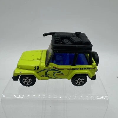 Matchbox 1998 Jeep Wrangler 4x4 Green Diecast Roof Rack Surf Rescue Lifeguard - Image 1 of 4