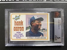 1974 Topps #1 Hank Aaron Home Run King BVG 5 EX Atlanta Braves Baseball Card