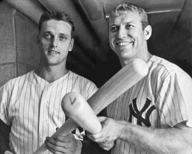 New York Yankees MICKEY MANTLE and ROGER MARIS Glossy 8x10 Photo Print Poster - Image 1 of 1
