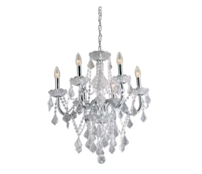 Lámpara de araña vintage de cristal cromada pulida Portfolio de 6 luces Foto 1 de 2