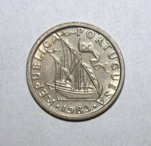 S2 - Portugal 2-1/2 Escudos 1983 Choice Uncirculated Coin - Ship - Picture 1 of 2