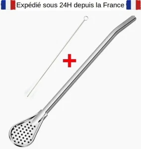 Bombilla + brosse offerte Maté paille filtre thé café boisson acier inoxydable - Picture 1 of 7