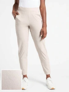 Athleta Brooklyn Textured Joggers Size 2 Taupe Ribbed Pants Leopard Abalone - Picture 1 of 13