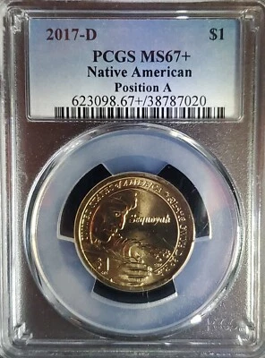 2017-D Native American Sacagawea $1 PCGS MS67+ Plus Pos A Pop 5! Only 12 Higher! - Image 1 of 4