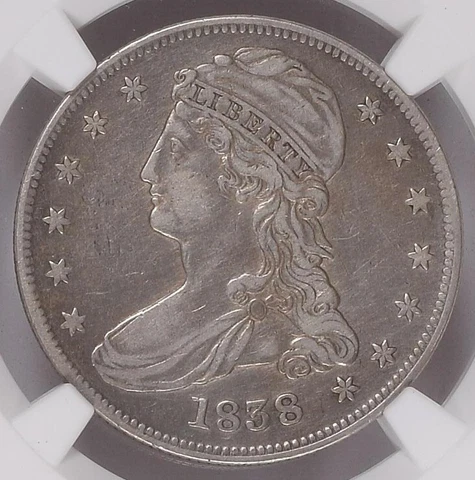 1838 GR-9, Capped Bust Half - NGC VF Details (Cleaned) - Moderately Rare R-3! Cover