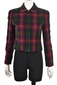 Chaqueta de mujer Carlisle talla 0 roja texturizada a cuadros algodón informal - Imagen 1 de 4