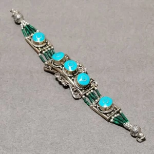 Tibetan Turquoise Handmade Bohemian Fashion Jewelry Nepali Bracelet 7" SR 3237 - Picture 1 of 7