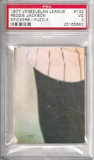 1977 VENEZUELAN LEAGUE STICKERS #133  REGGIE JACKSON HOF  PSA VG 3 , POP. 1