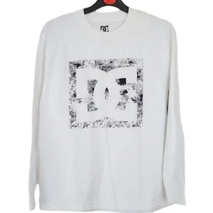 NWT DC Shoes Long Sleeve Logo Print White T-shirt Youth Medium Unisex - Picture 1 of 5