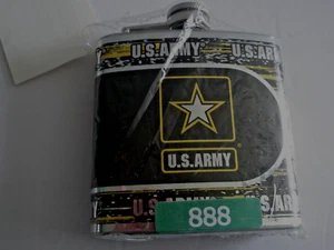 U.S. Army Stainless Steel Pocket Flask  Black & Gold Star New - Picture 1 of 4
