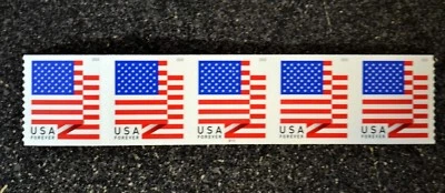 2018USA #5261 Forever U.S. Flag US - PNC Plate Number (#B111) Coil Strip 5 (BCA) - Image 1 of 2