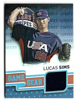 2015 Lucas Sims Panini USA Stars & Stripes Game Gear Longevity Holofoil 23/25 - Image 1 of 2