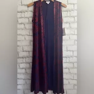 NWT Elegant Joy Duster Lularoe longline vest Size XS Floral Coverup stretchy - Picture 1 of 9