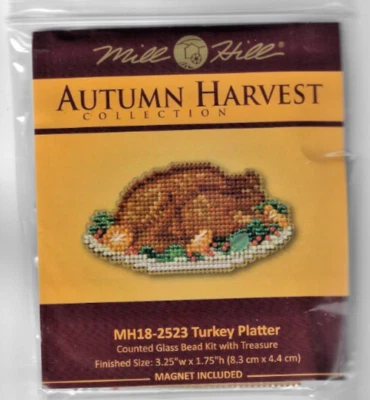 Plato de pavo de acción de gracias cuentas de vidrio otoño cosecha molino colina kit Foto 1 de 2