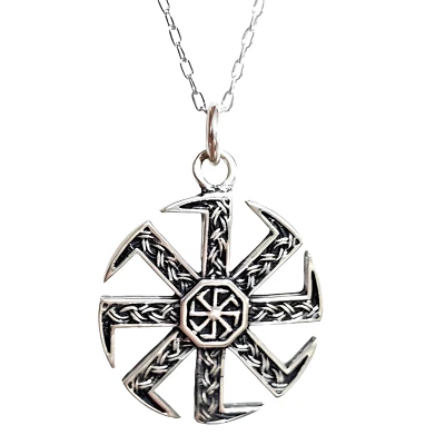 Kolovrat Sonnenrad Anhänger 925 Sterling Silber Halskette Slawischer Schmuck ... - Bild 1 von 4