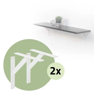 4x Soportes de estante de aluminio blanco 240x240mm para balda o repisa de pared - Imagen 1 de 8