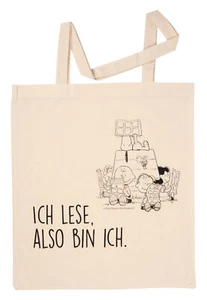 The Peanuts Snoopy bolsa de tela - Leo, luego soy bolsa de yute beige - Imagen 1 de 2