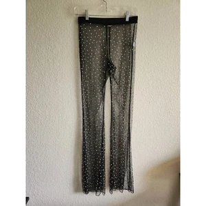 Bear Dance schwarze transparente ausgestellte Leggings mit Nieten S Burning Man/Festival  - Bild 1 von 7