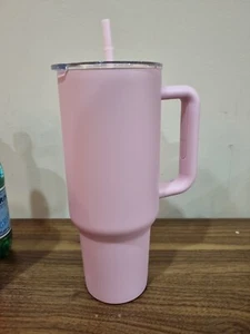 Pink 40oz Tumbler with Handle and Straw Lid | Double Wall - Picture 1 of 7