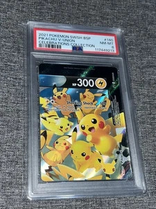 2021 POKEMON SWSH BSP 25° Celebrazioni COLLEZIONE #140 PIKACHU V-UNION PSA 8 - Foto 1 di 2
