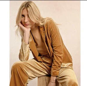 Molly Bracken gelbgold Samt Blazer komplett gefüttert Jacke Größe M 1 Knopf - Bild 1 von 9