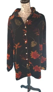 White Stag Women 14w 16w Black Leaves Velvet Fall Autumn Harvest Vintage Teacher - Picture 1 of 19