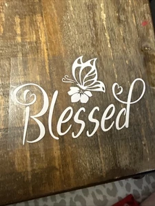 White Blessed Permanent Vinyl Decal 3.5x5.5 Car Truck Window Sticker Butterfly - Bild 1 von 2