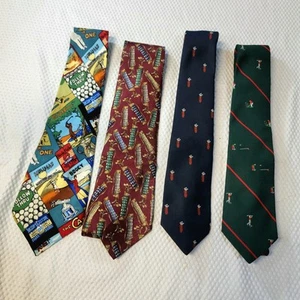 4 Golf Neckties Vintage High Quality Conversation Starters Tasteful Read Details - Picture 1 of 14