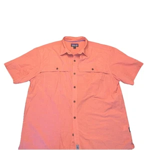Camisa Patagonia Para Hombres XL Naranja Cuadros Isla Tolva Ventilación Peces Rendimiento - Imagen 1 de 6