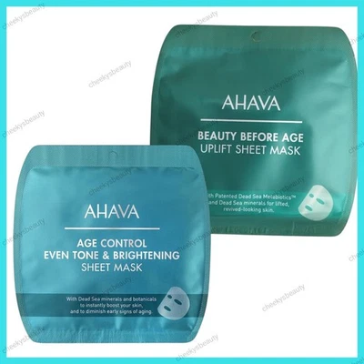 2 x AHAVA Sheet Masks Age Control Even & Tone Or Beauty Before Age Face Masks - Image 1 of 4