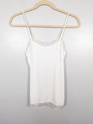 Top para mujer Y2K WHBM S blanco encaje camisola ajustada tanque oficina sirena Foto 1 de 4