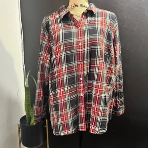Camisa J Jill Para Mujer A Cuadros Abotonada XL Pequeña Vacaciones Navidad Preppy Informal - Imagen 1 de 8