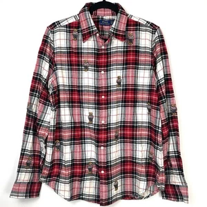Polo Ralph Lauren Flannel Plaid All Over Teddy Bear Embroidered Shirt Size XL - Bild 1 von 13