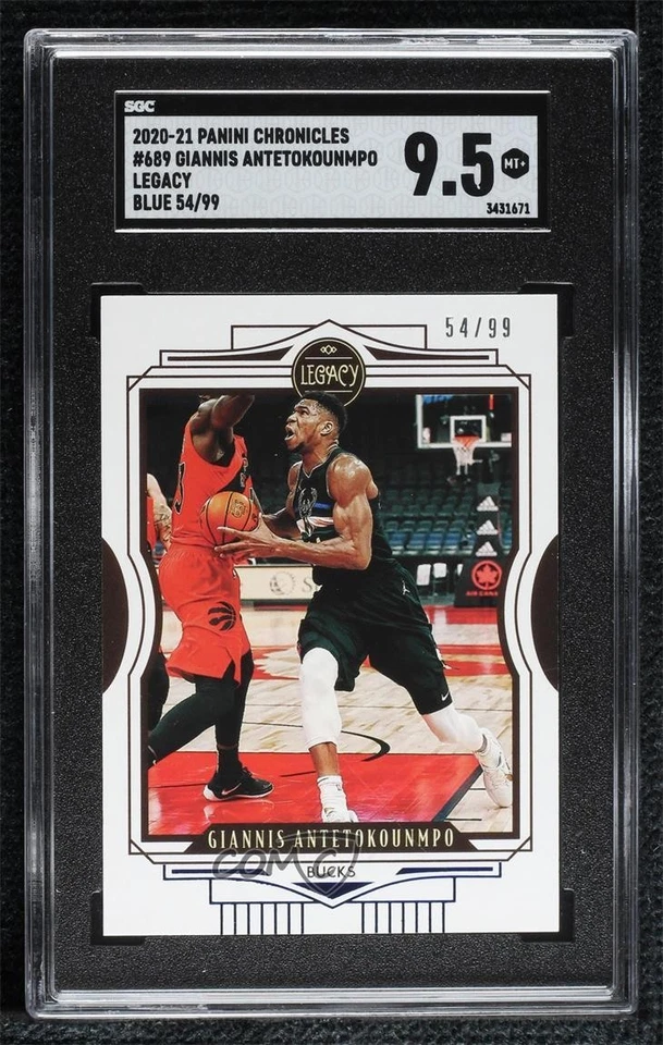 2020 Panini Chronicles Legacy Blue /99 Giannis Antetokounmpo #689 SGC 9.5 Mint+ - Image 1 of 2