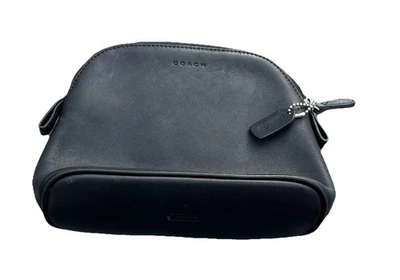 De colección 1990 Coach Guante Cuero Negro Curtido Legado Cremallera Cartera Estuche Cosmético Foto 1 de 4