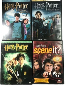 HARRY POTTER SCENE IT TRIVIA GAME+ DVD LOT CHAMBER PRISONER AZKABAN GOBLET FIRE. - Picture 1 of 8