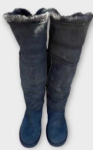 UGG OVER THE KNEE BAILEY BUTTON BOMBER JACKET Black BOOTS SZ 7 - Bild 1 von 23