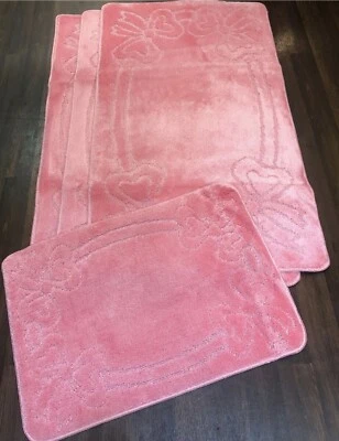 XX ROMANY GITANO LAVABLE JUEGO DE ALFOMBRILLAS NUEVAS 67X110CM LAZOS ROSAS ANTIDESLIZANTES XX