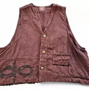 Vintage Blue Fish Womens Hemp Vest 2000 Collection Poet Vest Loam - Picture 1 of 11