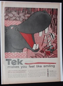 Vintage Life Magazine Ad from 1958 Print Advertising Tek Tootbrush - Picture 1 of 2