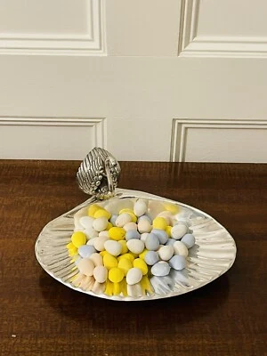 Antigua bandeja para servir cisne Cartier de plata esterlina con forma de carcasa pies Foto 1 de 4