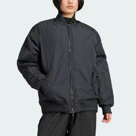 Chaqueta de bombardero Adidas Originales para mujer de gran tamaño SST NEGRA IW8422 NUEVA CON ETIQUETAS Foto 1 de 4