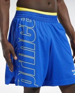 Mens Reebok Prince X Tennis Shorts Size L Bright Cobalt Blue Yellow White H62568 - Picture 1 of 20